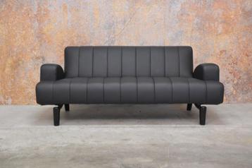 Refurbished Unieke zwarte leren Leolux Wizard design bank beschikbaar voor biedingen