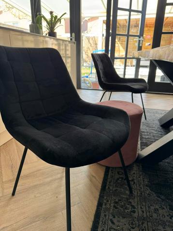 Velvet zwarte 5x eetkamerstoelen beschikbaar voor biedingen