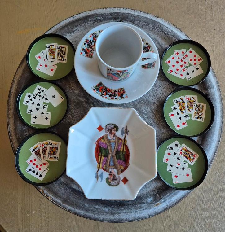 Lot vintage kaartspelservies,9dlg kaartspelset Mitterteich, Hobby en Vrije tijd, Gezelschapsspellen | Kaartspellen, Ophalen of Verzenden