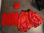 Rode rok carnaval met beenwarmers en haarklem, Ophalen of Verzenden, Kleding, Overige thema's, Onbekend