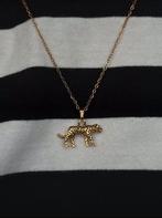 Vintage ketting retro leopard anna nina goud, Met hanger, Nieuw, Ophalen of Verzenden, Goud