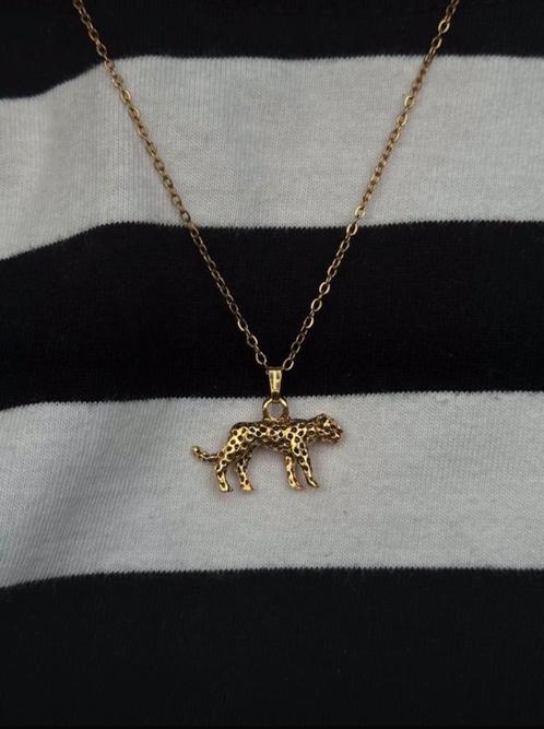 Vintage ketting retro leopard anna nina goud, Sieraden, Tassen en Uiterlijk, Kettingen, Nieuw, Goud, Goud, Met hanger, Ophalen of Verzenden