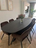 Prachtige eiken eettafel Deens ovaal zwart, 100 tot 150 cm, -, -, Eikenhout
