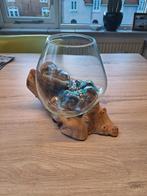 Boomstronk met glazen vaas (handgemaakt Bali), Ophalen, Overige kleuren, Minder dan 50 cm, Glas