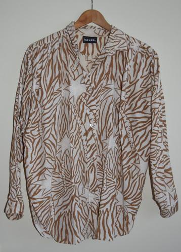 Blouse Parabol maat 42 / 44 met palmbomen bruin wit tropical beschikbaar voor biedingen