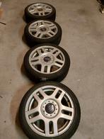 Lichtmetalen velgen met banden 5x100, Ophalen, Gebruikt, 16 inch, Banden en Velgen
