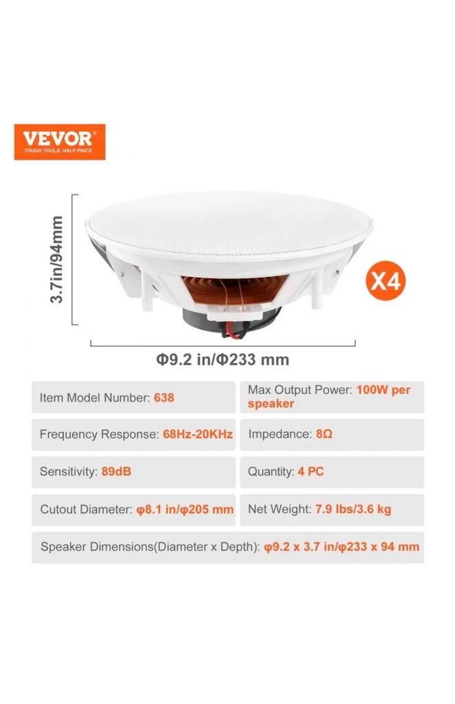 4x Inbouw Speakers met Bluetooth, Audio, Tv en Foto, Luidsprekers, Nieuw, Overige typen, 60 tot 120 watt, Overige merken, Ophalen of Verzenden