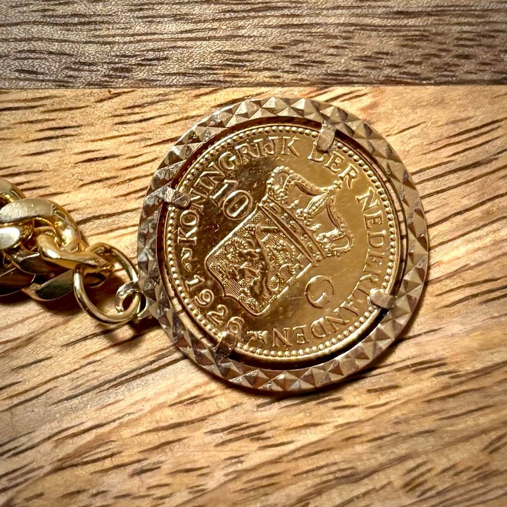 Gouden Tientje Wilhelmina 1926 in hanger, Postzegels en Munten, Munten | Nederland, Losse munt, 10 gulden, Koningin Wilhelmina