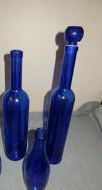 Blauwe glazen sierflessen, Antiek en Kunst, Antiek | Glas en Kristal, Ophalen of Verzenden