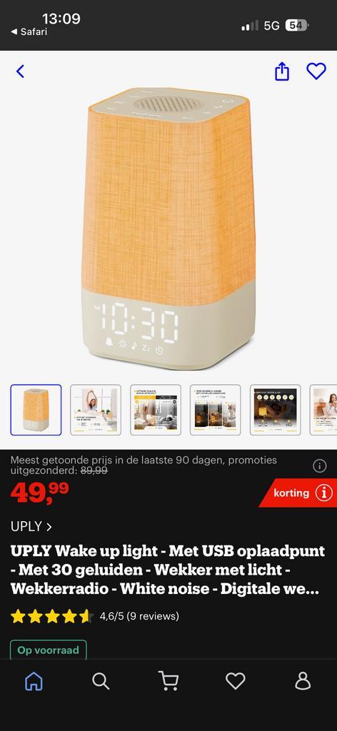 Uply Wake Up Light, Witgoed en Apparatuur, Wekkers, Nieuw, Digitaal, Ophalen of Verzenden