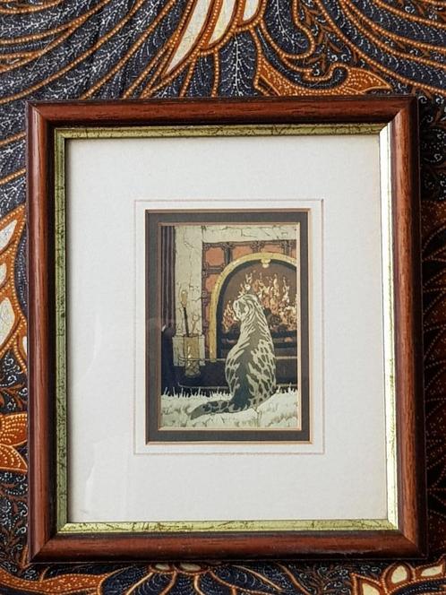 Mooie ingelijste poes of kat uit Engeland van Buffy Robinson, Antiek en Kunst, Kunst | Litho's en Zeefdrukken, Ophalen of Verzenden