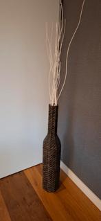 Rieten mand met decoratie takken, Huis en Inrichting, Woonaccessoires | Vazen, Ophalen, Gebruikt, Overige kleuren, Glas