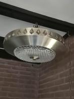 Vintage Plafondlamp Metaal/Glas, Ophalen, Gebruikt, Glas, Vintage