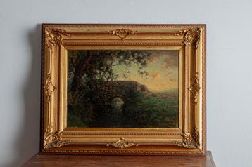 Antiek landschap, romantisch schilderij, Gerard Windt  beschikbaar voor biedingen