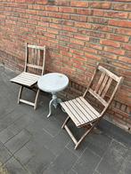 Vintage bistro set met klapbare stoelen, Ophalen, Gebruikt, Aluminium, Inklapbaar