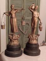 Art Nouveau paar spelter figuren water dragers, Antiek en Kunst, Ophalen of Verzenden