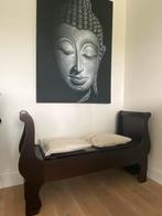 Nostalgisch houten bruine bank, Ophalen, Gebruikt, 75 tot 100 cm