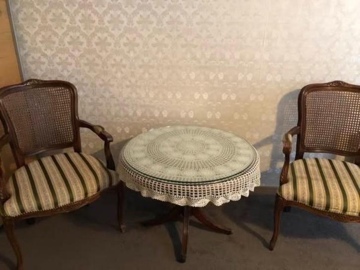 Antiek Biedermeier salontafeltje en twee stoeltjes, Antiek en Kunst, Antiek | Meubels | Stoelen en Banken, Ophalen