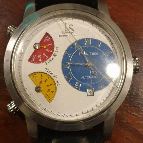 Joshua&Sons, Sieraden, Tassen en Uiterlijk, Horloges | Heren, Gebruikt, Polshorloge, Overige merken, Staal, Leer, Ophalen of Verzenden