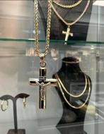14K Gouden Vossenstaart Ketting met Kruis, Ophalen of Verzenden, Zo goed als nieuw, Goud