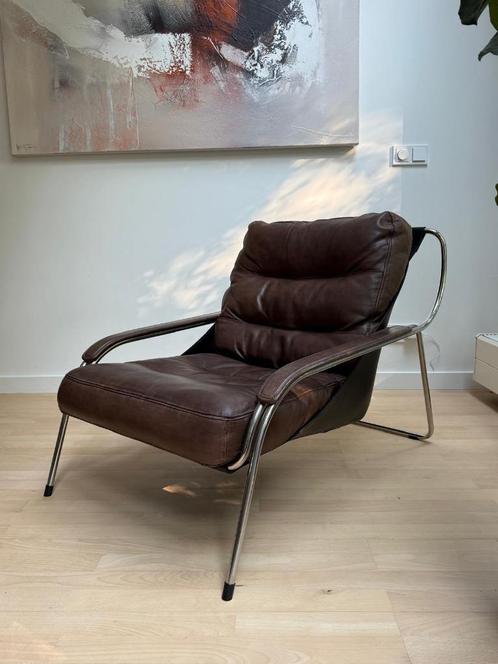Fauteuil Maggiolina, Huis en Inrichting, Fauteuils, Gebruikt, Leer, Metaal, 50 tot 75 cm, 100 tot 125 cm, Ophalen