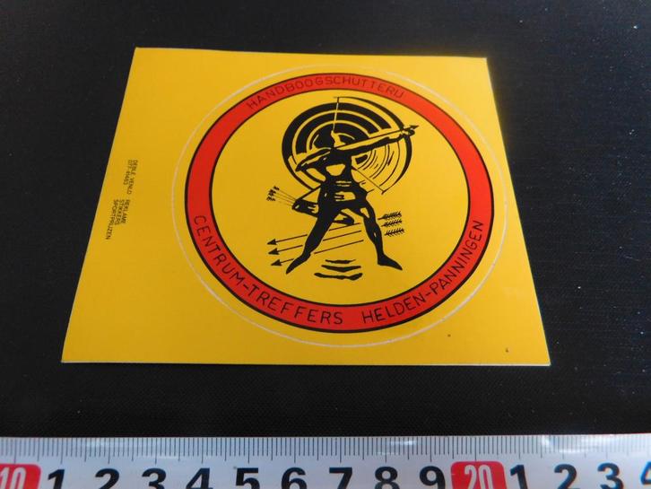 sticker helden panningen handboogschutterij centrum treffers, Verzamelen, Stickers, Zo goed als nieuw, Ophalen