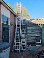 Solide ladder 2x18 sporten met brede uitloop, Ophalen, Zo goed als nieuw, Ladder, Opvouwbaar of Inschuifbaar