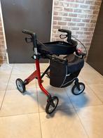 Rollator streamer ferrarirood en dienblad, Ophalen, Opvouwbaar, Gebruikt