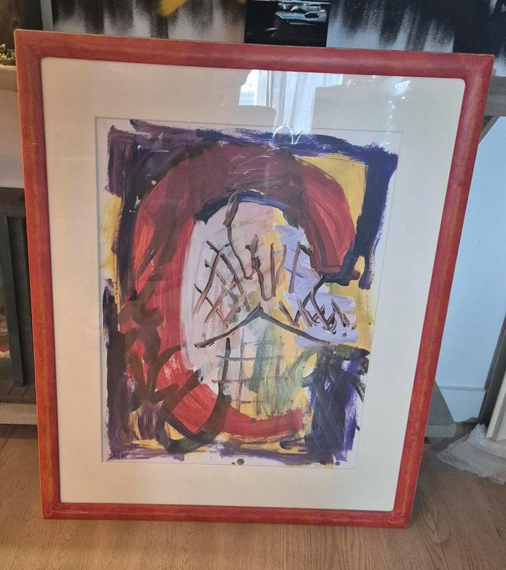 Modern abstract schilderij aquarel Peter Klashorst 98 popart, Antiek en Kunst, Kunst | Schilderijen | Modern, Ophalen of Verzenden