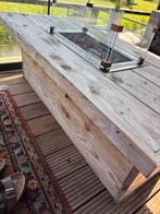 tafel met vuurhaard / vuurtafel, Tuin en Terras, Ophalen, Gebruikt, Rechthoekig, Hout
