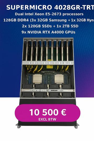 SuperMicro 4028GR-TRT met 9 stuks RTX A4000 GPU Nvidia beschikbaar voor biedingen