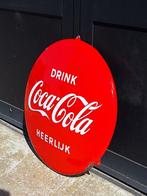 Grote emaille Hollandse Coca Cola button van Langcat Bussum., Reclamebord, Gebruikt, ., Ophalen of Verzenden
