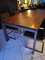 Acacia houten tafel (uitschuifbaar), 200 cm of meer, 50 tot 100 cm, Gebruikt, Rechthoekig