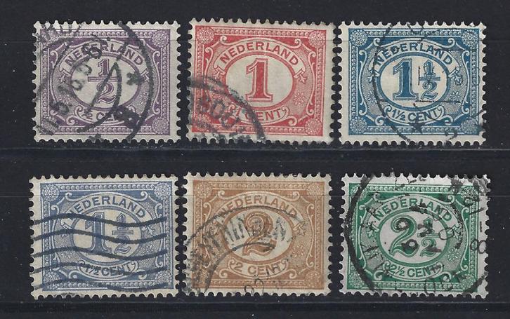 NVPH 50 51 52 53 54 55 geb Cijfer 1899 Nederland voor 10% CW, Postzegels en Munten, Postzegels | Nederland, Gestempeld, T/m 1940