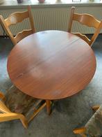 Ronde eiken tafel met 4 eiken stoelen., Huis en Inrichting, Complete eetkamers, Ophalen, Gebruikt, 4 tot 6 stoelen