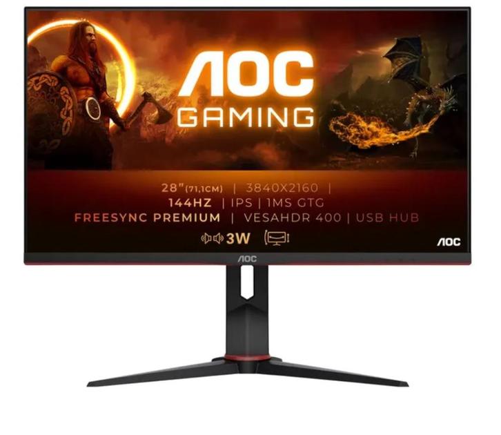 AOC  U28G2XU2 - 4K IPS 144Hz Gaming Monitor, Computers en Software, Monitoren, Refurbished, 101 t/m 150 Hz, DisplayPort, HDMI