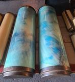 2 grote Art Deco wandlampen met echt gebogen glas 75 x 23 cm, Ophalen