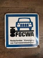 Oud Emaille Focwa bord, Ophalen of Verzenden
