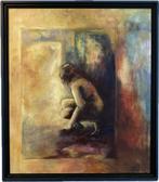 E. Jegerings (Evert?) Olieverf gesigneerd achterop 2001, Antiek en Kunst, Ophalen of Verzenden