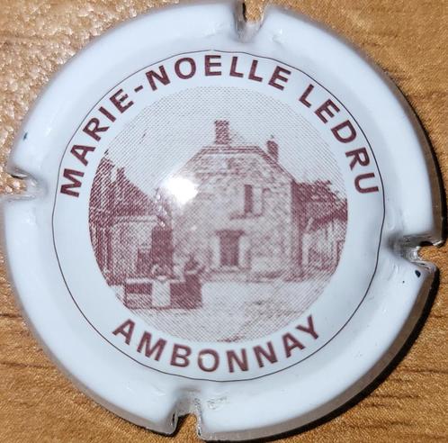 Champagnecapsule Marie-Noëlle LEDRU wit & bruin nr.01, Verzamelen, Wijnen, Nieuw, Champagne, Frankrijk, Ophalen of Verzenden