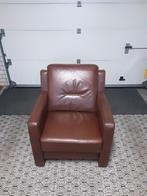 Leren stoel. Zithoogte  42 cm  zitdiepte  48., Huis en Inrichting, Fauteuils, Ophalen of Verzenden, Gebruikt, Leer