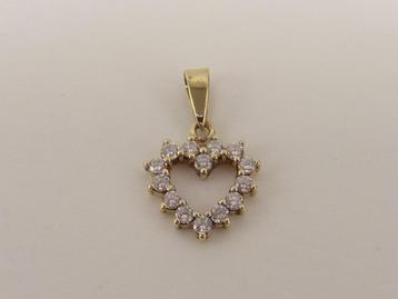 Gouden hart hanger met zirkonia                         G122 beschikbaar voor biedingen