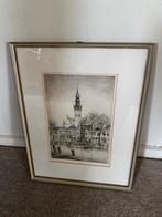 Ets Veere haven lijst 30 bij 40. Ets 17x25, Antiek en Kunst, Kunst | Tekeningen en Foto's, Ophalen