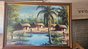 Tropisch Dorp Schilderij beschikbaar voor biedingen