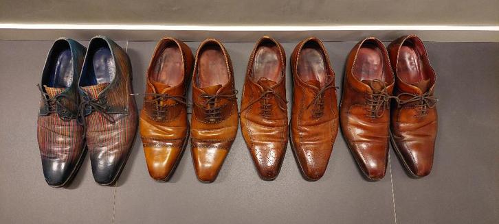 Schoenen maat 42/5 en 43, Kleding | Heren, Schoenen, Gedragen, Veterschoenen, Overige kleuren, Ophalen