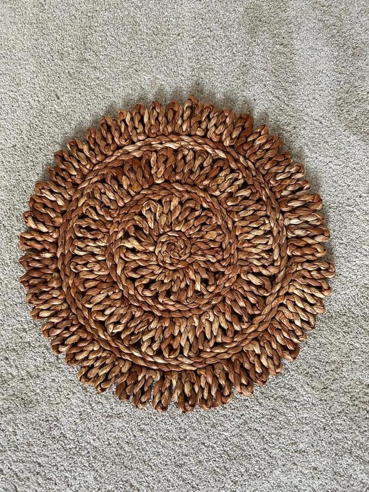 gevlochten onderzetter riet 40 x 40 x 2 cm, Huis en Inrichting, Woonaccessoires | Schalen en Manden, Nieuw, Rond, Riet, Ophalen of Verzenden