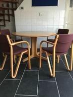Set 4 stoelen en Gudme ronde tafel deens design beuken, Gebruikt, Ophalen