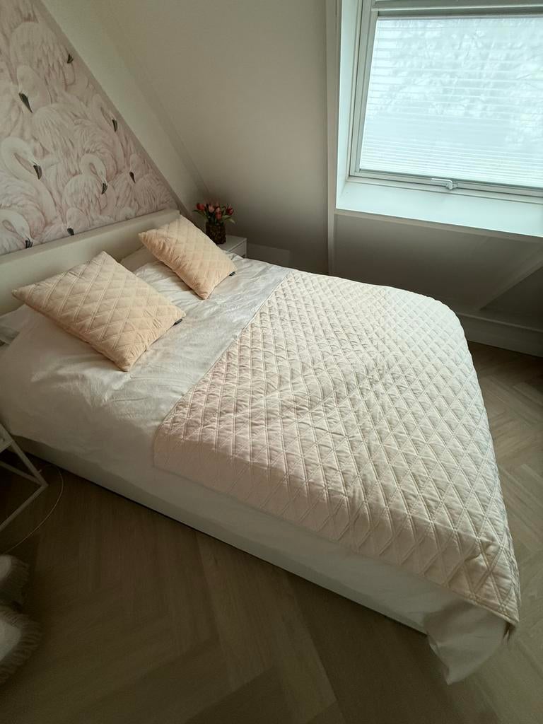 Lifestyle plaid en 2 kussens zalm roze, Verzenden, Zo goed als nieuw