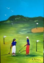 Samen op het Golfterrein, acrrylverfschilderij op canvas., Ophalen of Verzenden