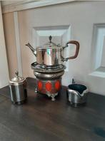 Tiel Holland. Theesetje Pot, brander, Suikerpot. Tin., Antiek en Kunst, Ophalen of Verzenden